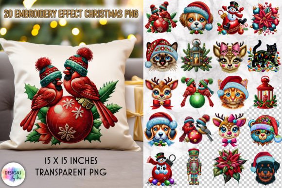 Evaluating Embroidery Effect Christmas Clipart PNG