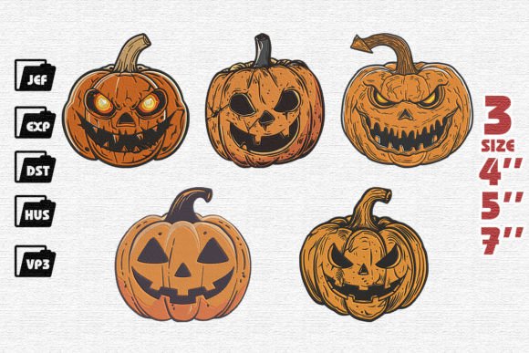 Reviewing the Set of 5 Halloween Pumpkin Embroidery